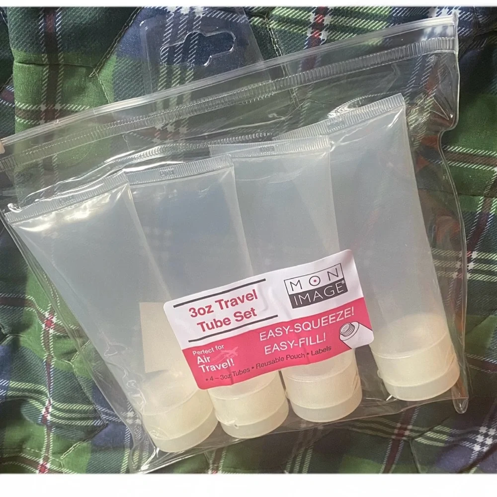 3oz Clear Transparent Travel Tube Set - Easy Squeeze Easy Fill Reusable